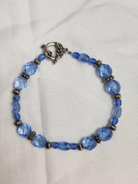 Light Blue Faceted Beaded Bracelet